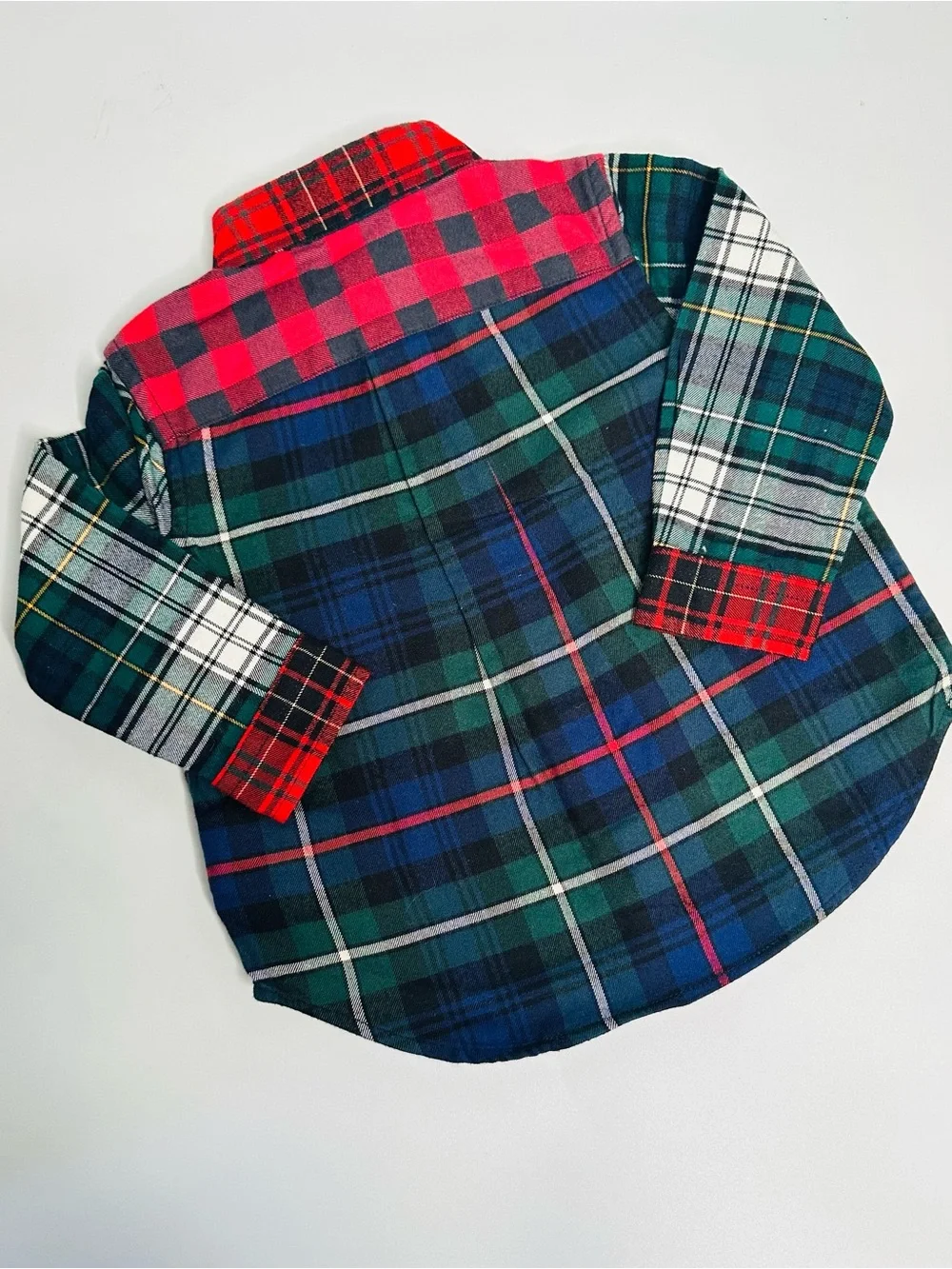 Ralph Lauren Kids Patchwork Plaid Button-Down Shirt - Red, Green & Navy